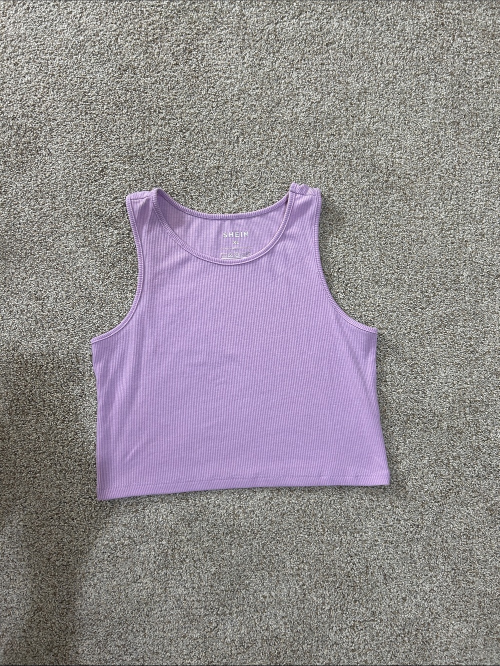 SHEIN Light Purple Ribbed Cropped Tank Top